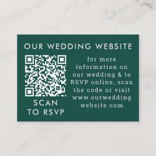 Tarjeta De Recepción Código QR para Internet de Boda verde esmeralda y 