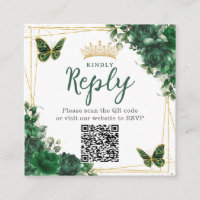 Código QR para mariposa floral verde esmeralda Qui