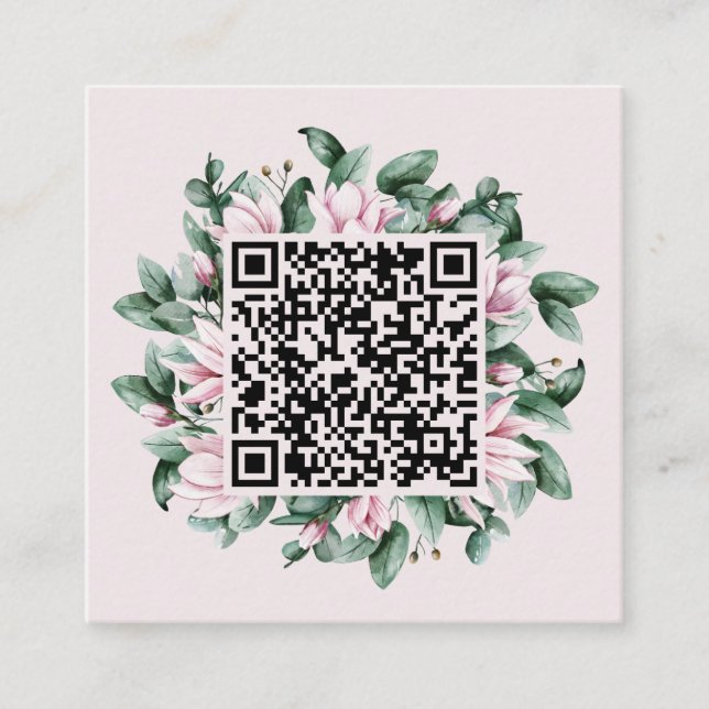 Tarjeta De Recepción Código QR personalizado Magnolia Flor Marco Boda (Anverso)