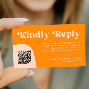 Tarjeta De Recepción Código QR presupuesto de boda retro en línea RSVP