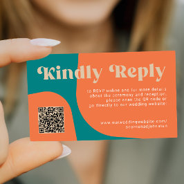 Tarjeta De Recepción Código QR presupuesto de boda retro RSVP en línea