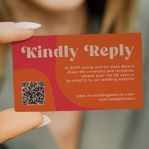 Tarjeta De Recepción Código QR presupuesto de boda retro RSVP en línea