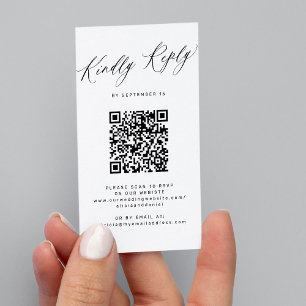 Tarjeta De Recepción Código QR presupuesto simple boda minimalista RSVP