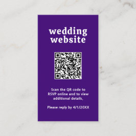 Tarjeta De Recepción Código QR púrpura de fuente retro para boda modern