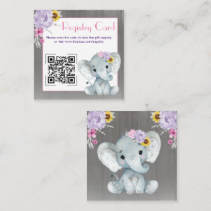 Tarjeta De Recepción Código QR Registro de Elefantes para Bebés Morado