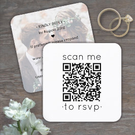 Tarjeta De Recepción Código QR Responder Sitio Web de Boda Foto Minimal