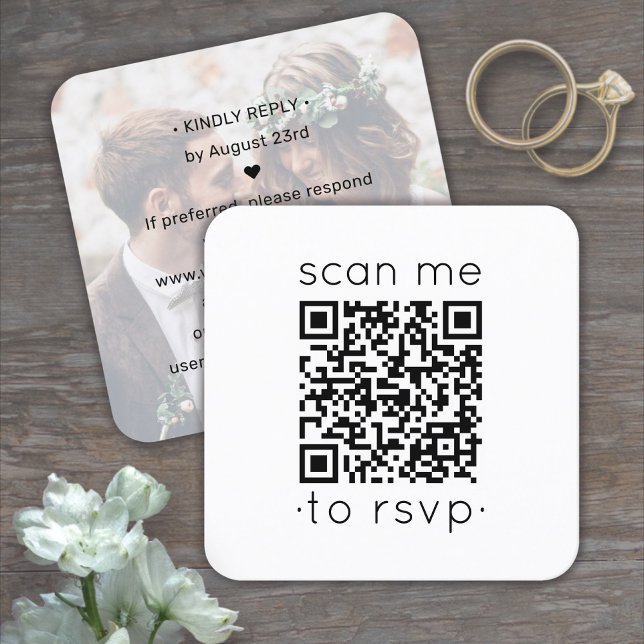Tarjeta De Recepción Código QR Responder Sitio Web de Boda Foto Minimal (Subido por el creador)