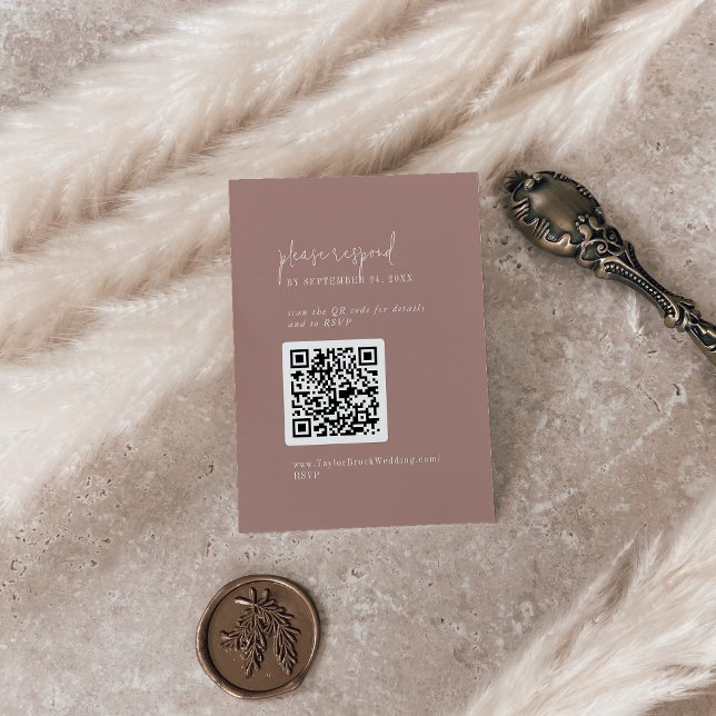 Tarjeta De Recepción Código QR rosa de canela de Moda moderna RSVP (Subido por el creador)