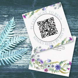 Tarjeta De Recepción código QR RSVP, boda de flores silvestres acuática