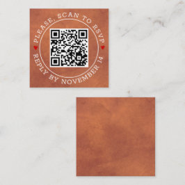 Tarjeta De Recepción Código QR RSVP, boda de terracota manchado de bord