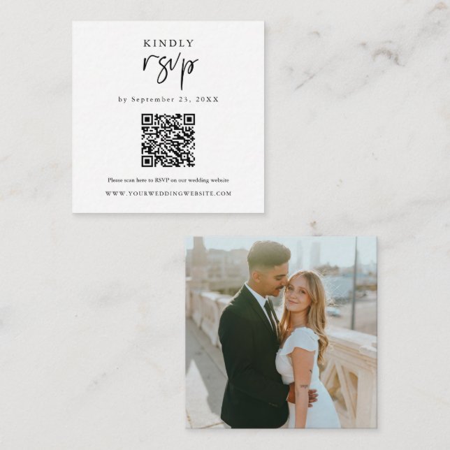 Tarjeta De Recepción Código QR RSVP Boda moderno Insertar (Anverso / Reverso)