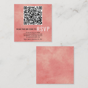 Tarjeta De Recepción Código QR RSVP boda rosa de coral manchado