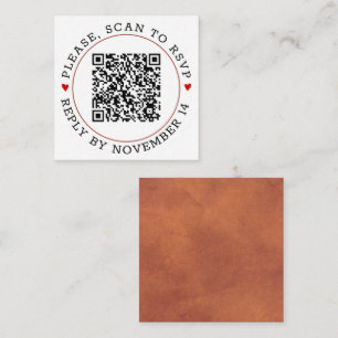 Tarjeta De Recepción Código QR RSVP borde de terracota y boda de corazo