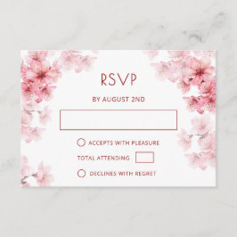 Tarjeta De Recepción Código QR | RSVP de flor de cerezo acuarela