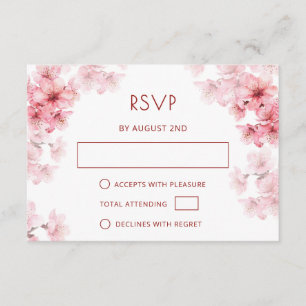 Tarjeta De Recepción Código QR RSVP de flor de cerezo acuarela