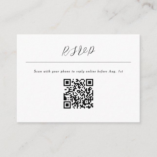 Tarjeta De Recepción Código QR Rsvp en línea (Anverso)