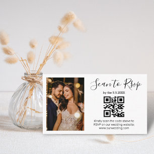 Tarjeta De Recepción código qr rsvp fotografía de boda minimalista chic