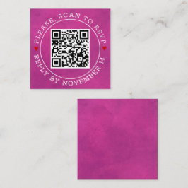 Tarjeta De Recepción Código QR RSVP frontera manchado de fuchsia boda r