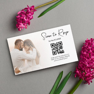 Tarjeta De Recepción código qr rsvp minimalista foto de boda minimalist
