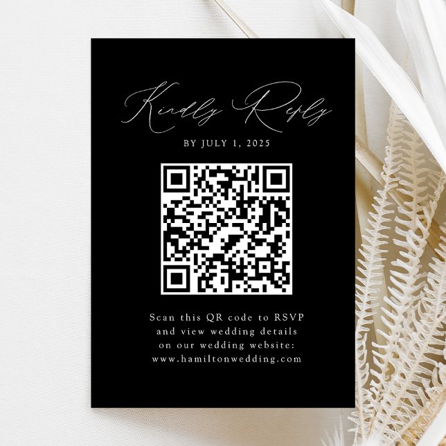 Tarjeta De Recepción Código QR RSVP moderno en blanco y negro (Subido por el creador)