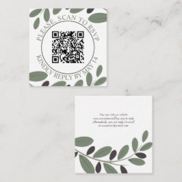 Tarjeta De Recepción Código QR RSVP, Olive branch Mediterranean boda
