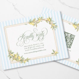 Tarjeta De Recepción Código QR RSVP para Boda Costera con Limón Mediter