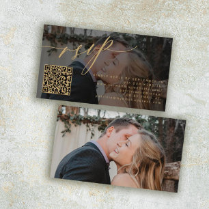 Tarjeta De Recepción Código QR RSVP sitio web de boda de fotografías de