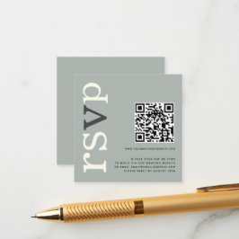 Tarjeta De Recepción Código QR Sage Boda de marfil RSVP en línea