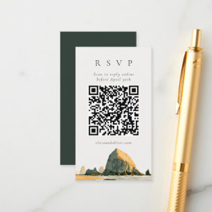 Tarjeta De Recepción Código QR Sea Stacks Bodas en la Costa de Oregón 