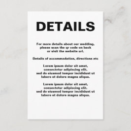 Tarjeta De Recepción Código QR simple Boda