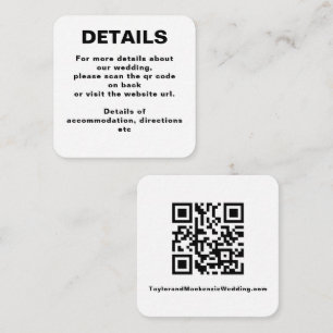 Tarjeta De Recepción Código QR simple Boda