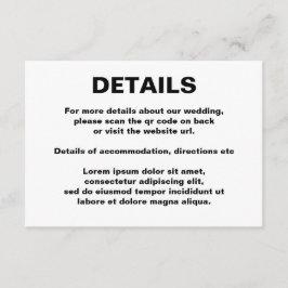 Tarjeta De Recepción Código QR simple Boda