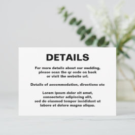 Tarjeta De Recepción Código QR simple Boda