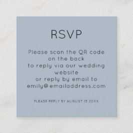 Tarjeta De Recepción Código QR simple Boda azul agitada Gabinete RSVP