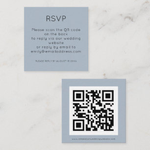 Tarjeta De Recepción Código QR simple Boda azul agitada Gabinete RSVP