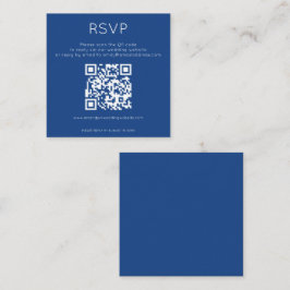 Tarjeta De Recepción Código QR simple Boda azul RSVP