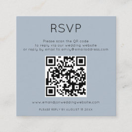 Tarjeta De Recepción Código QR simple Boda azul turbia RSVP Gabinete C