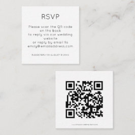 Tarjeta De Recepción Código QR simple Boda blanca negra RSVP