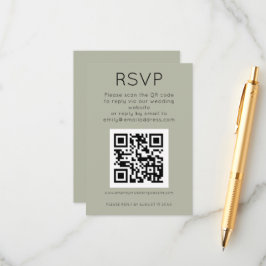 Tarjeta De Recepción Código QR simple Boda de sabio suave RSVP