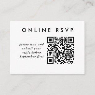 Tarjeta De Recepción Código QR simple Boda RSVP en línea