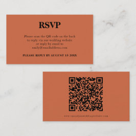 Tarjeta De Recepción Código QR simple Boda Terracotta RSVP