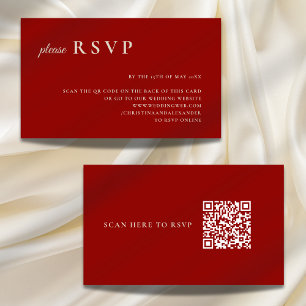 Tarjeta De Recepción Código QR Simple de Hueso Rojo Rubí Blanco para RS