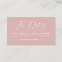 Tarjeta De Recepción Código Qr Simple de Sitio Web de Boda de Color Ros