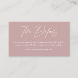 Tarjeta De Recepción Código Qr Simple de Sitio Web de Boda en Rosa Polv