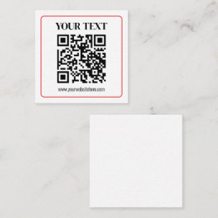 Tarjeta De Recepción Código QR simple en blanco y negro con borde rojo