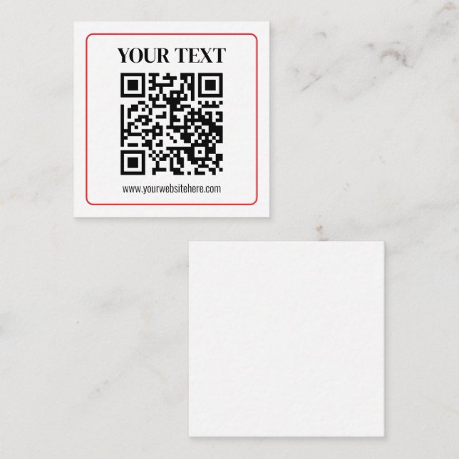 Tarjeta De Recepción Código QR simple en blanco y negro con borde rojo (Anverso / Reverso)