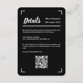 Tarjeta De Recepción Código QR simple manuscrito manuscrito Boda