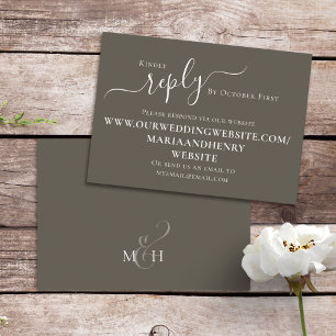 Tarjeta De Recepción Código QR simple RSVP en línea Marrón neutro simpl