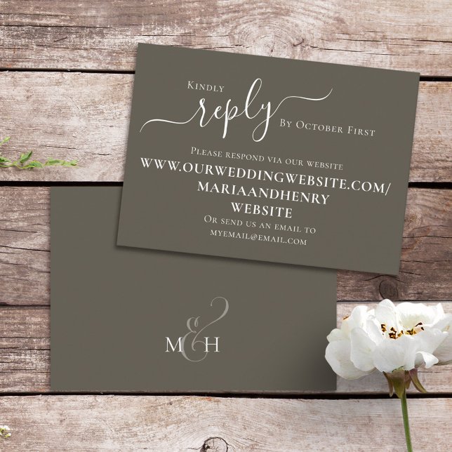 Tarjeta De Recepción Código QR simple RSVP en línea Marrón neutro simpl (Subido por el creador)