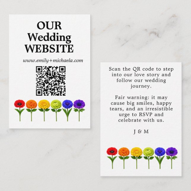 Tarjeta De Recepción 🌈  Código QR Sitio web de boda  Prosperar Juntos (Anverso / Reverso)